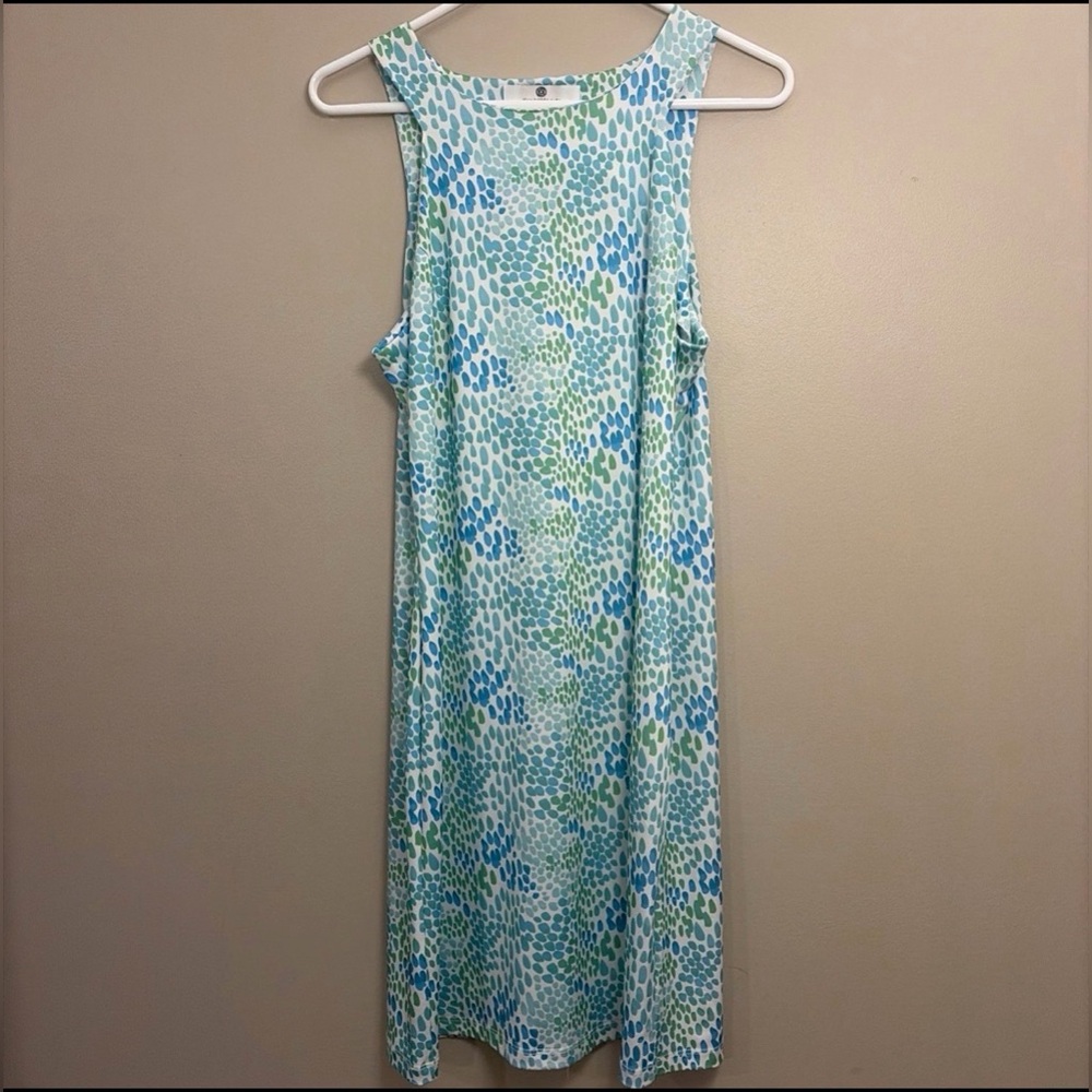 Elegant Sleeveless Patterned Midi Dress Beachy Summer Vibes Stretchy Tank Dress